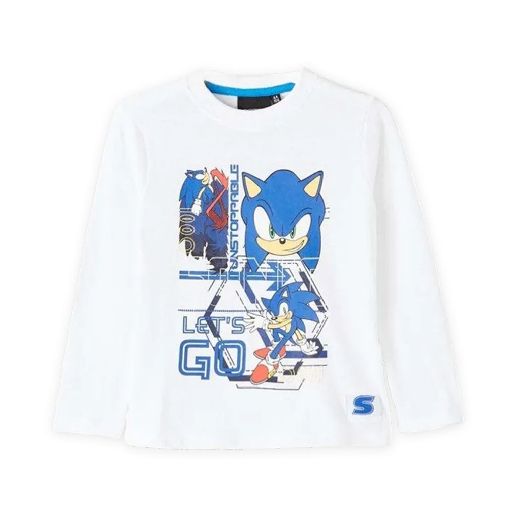 Μπλούζα με μακριά μανίκια Sonic Let's Go White Edition